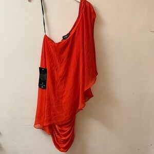 bebe Vibrant Orange Asymmetrical Dress